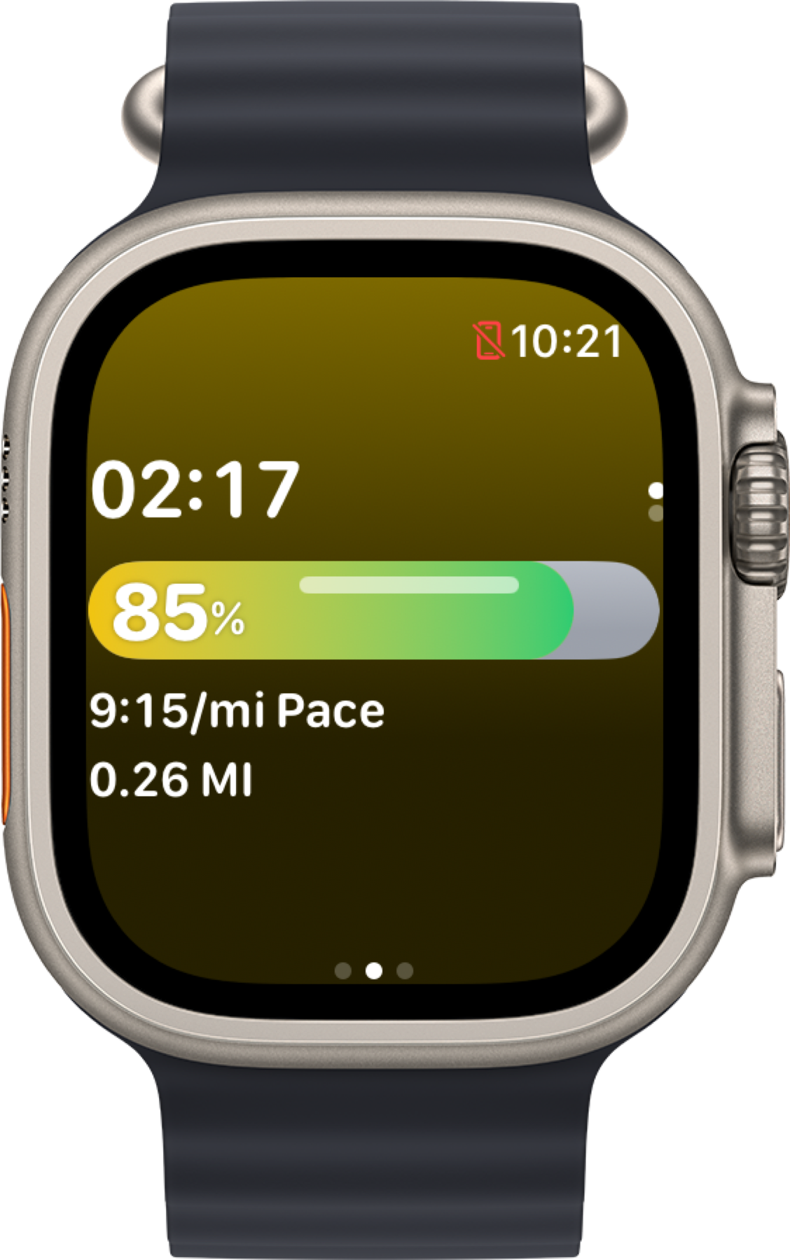 IRL Health Bar Workout app showing live stamina, pace, and distance during a run