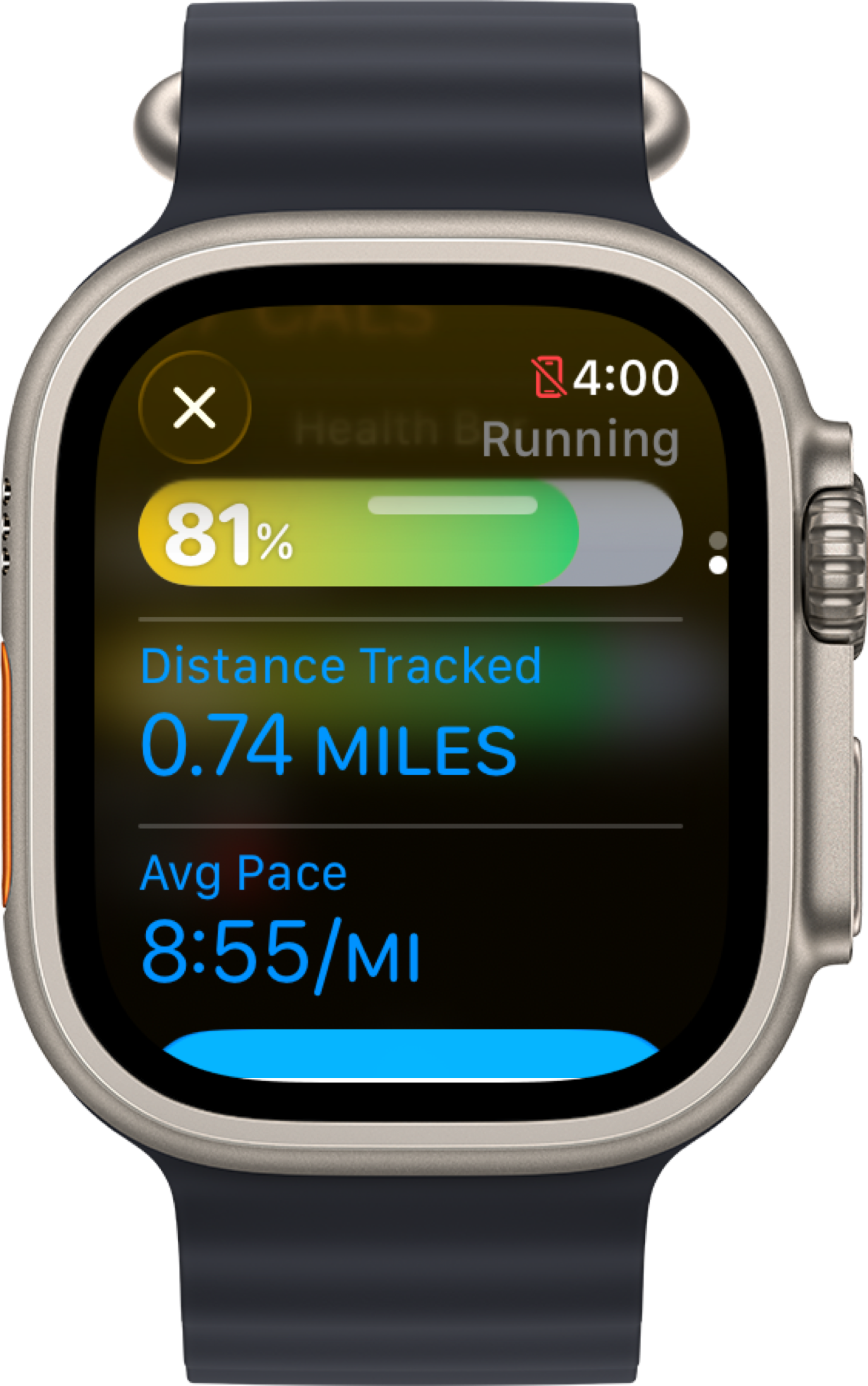 IRL Health Bar Workout app showing workout summary and distance tracked